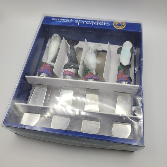 Concepts 4 Ocean Frolic Relish Knives Spreaders Set 4 Dolphin Orca Killer Whale - Picture 5 of 5